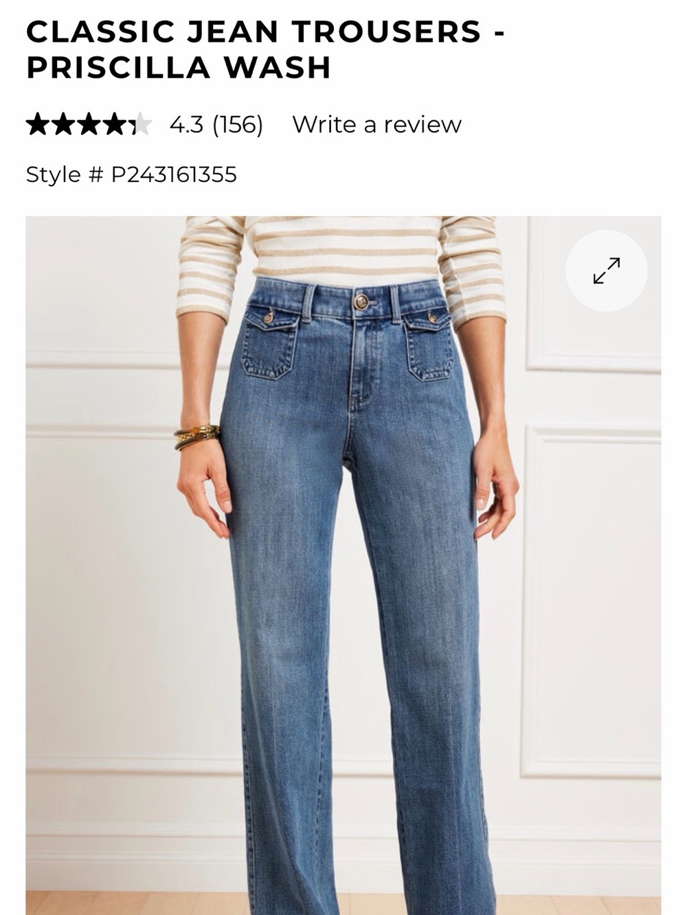 Talbots Priscilla Wash Straight-Leg Jeans - Blue - size 6 gently worn